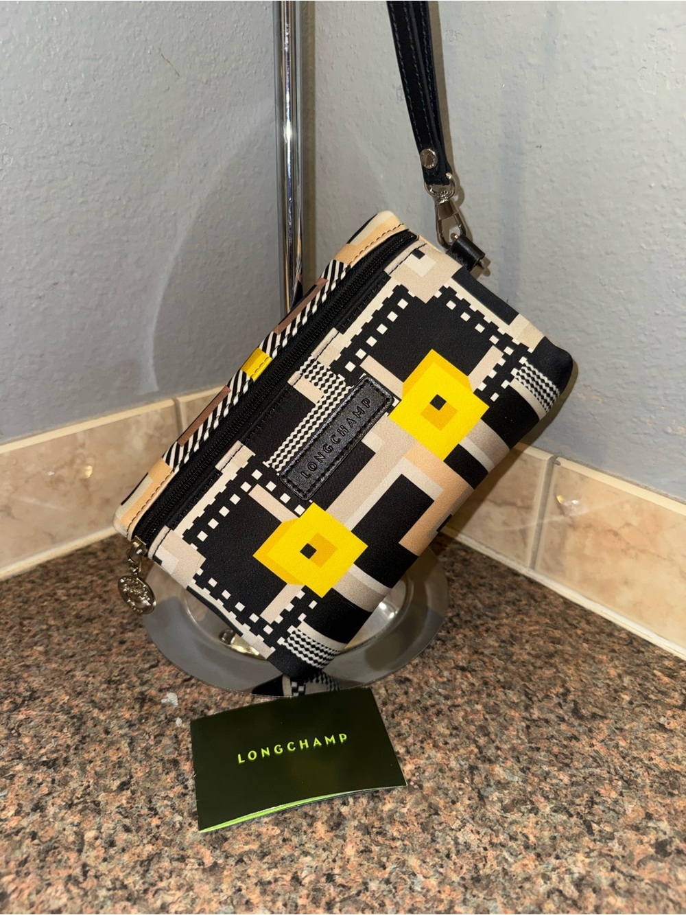 Longchamp Le Pliage Artwalk Geometric Wristlet Pouch - Picture 7 of 8